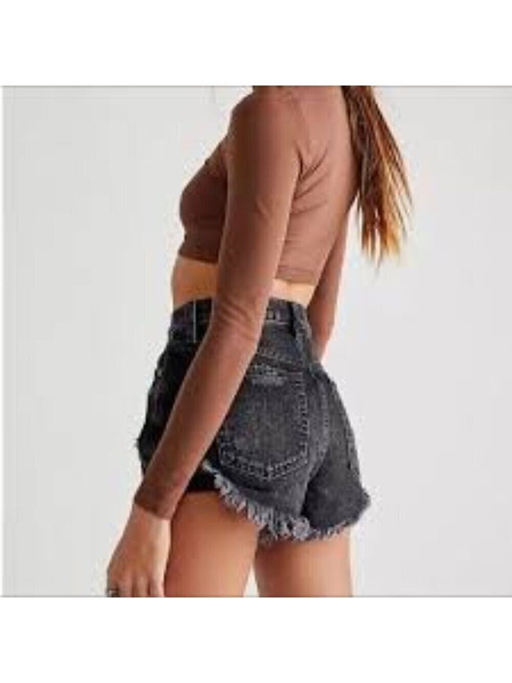 We The Free 100% Cotton Black Distressed High Rise Cut Offs Size 27